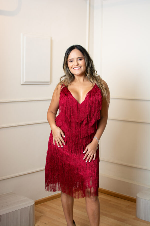 Vestido corto de flecos